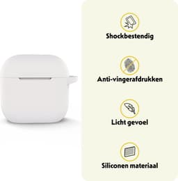 Hoesje Geschikt voor Apple AirPods 4 - Siliconen Hoes met Clip - Silicone Case Cover - Wit — thumbnail 3