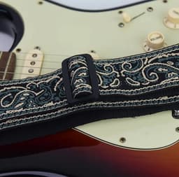 P&P Professionele Verstelbare Stevige Gitaarband - Guitar strap Band - Luxe Gitaarriem - Bas/Elektrische /Akoestische Gitaar -Blauw/Groen-Beige — thumbnail 2