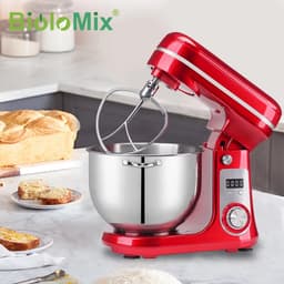 Keukenmachine - Keukenmixer + 3 opzet stukken - Foodprocessor + Deeg haak /Roer stang/ Mengstaaf - 6L - Met Mengkop — thumbnail 3