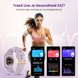 Avalue AMOLED Smartwatch Dames & Heren - AI Feature - Stappenteller - Bloeddrukmeter - Geschikt voor alle Smartphones - RVS en Siliconen Band - Paars — thumbnail 5