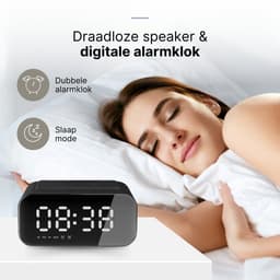 Simplyway® Digitale wekker met radiofunctie - met draadloze oplader - Wekker- Zwart - Bluetooth-speaker - Wekkers digitaal - Thermometer functie - Wekkers digitaal op netstroom - Dubbel alarm-Digitale-Wekkerradio — thumbnail 3