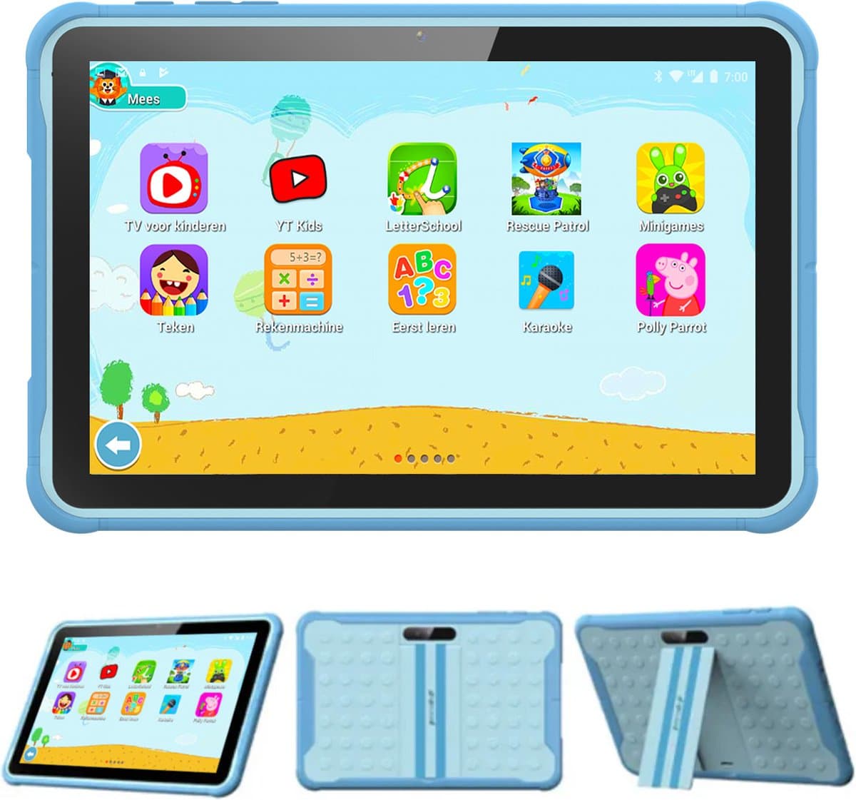 Spoused Kindertablet – 10.1 Inch – Kindertablet vanaf 3 jaar – 64GB – 4GB RAM– 6000 mAh Batterij - Incl. Beschermhoes & Ouder Control app – Blauw — afbeelding 1