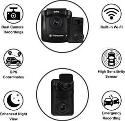 Transcend DrivePro 620 Dashcam Kijkhoek horizontaal (max.): 140 ° Accu, Display, Dualcamera, Achteruitrijcamera — thumbnail 3