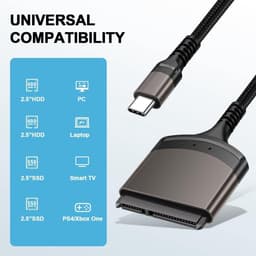 Mrs. Jones SATA naar USB - Nylon Gevlochten Kabel - 25 inch SATA Harde Schijf Converter Adapter - SSD/HDD Gegevensoverdracht . — thumbnail 2