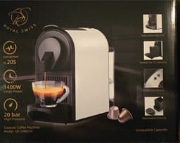 Royal Swiss Koffiecupmachine 1400W - 20 Bar Hoge Druk - 700ml Reservoir - Compatibel met Nespresso Capsules — thumbnail 1