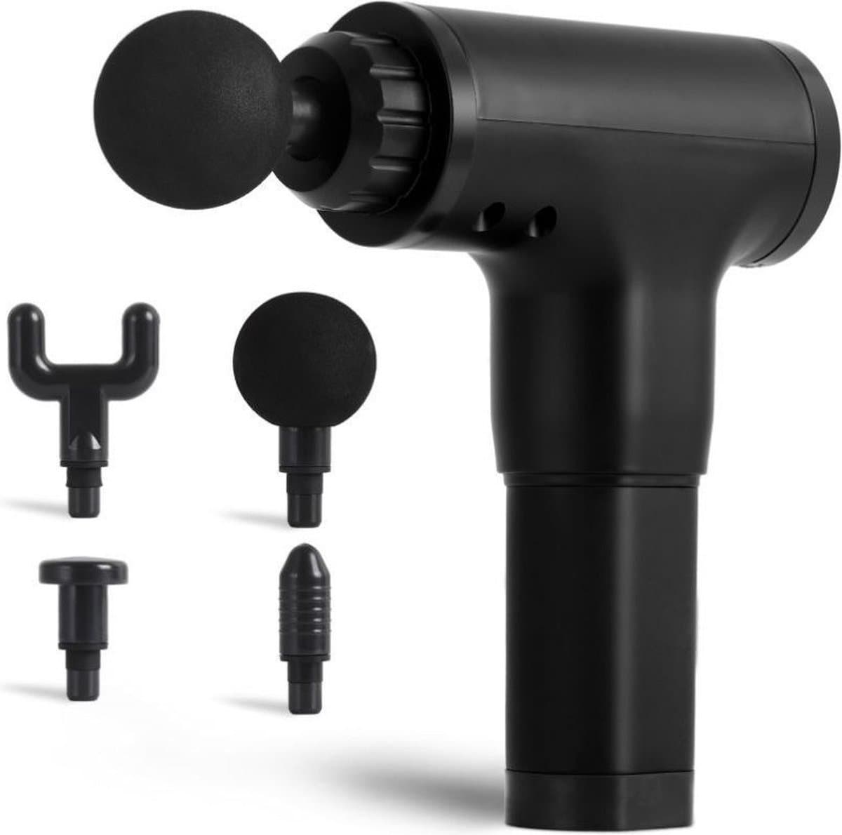 Imtex Massage-gun - Massagepistool - 6 Vibratieniveaus - 4 Opzetstukken - Spierherstel - Relax Massage - Draadloos - Zwart — afbeelding 1