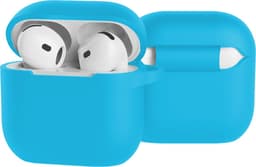 Case - Geschikt voor Apple AirPods 4 / 5 - Siliconen Hoes met Clip - Silicone Hoesje Cover - Lichtblauw — thumbnail 1