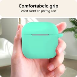 Hoesje - Geschikt voor Apple AirPods 4 / 5 - met Clip - Siliconen Hoes - Silicone Case Cover - Turquoise — thumbnail 4