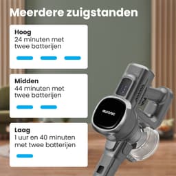 Auronic Steelstofzuiger Draadloos 220W - Draadloze Stofzuiger - HEPA Filter - Zelfstaand - Extra Accu - Op Accu - Zonder Zak - Kruimeldief - Vacuum Cleaner - Grijs — thumbnail 5