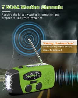 Radio Op Batterijen (Accu) Voor Rampen - Radio Opwindbaar - Noodradio - Noodradio Solar Opwindbaar - Multifunctionele Noodradio - Survival Radio - Zaklamp / Powerbank - Noodpakket - Noodrantsoen - Voor Rampen - Voor Camping - Draagbare Radio - Groen — thumbnail 4