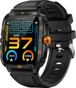 WizBay Premium Select® Outdoor Smartwatch - 1,96 Inch HD Scherm - Bluetooth Bellen - 3ATM Waterdicht - Hartslag Zuurstof Slaap - 100+ Sportstanden - 430mAh - Zwart Oranje Case — thumbnail 3
