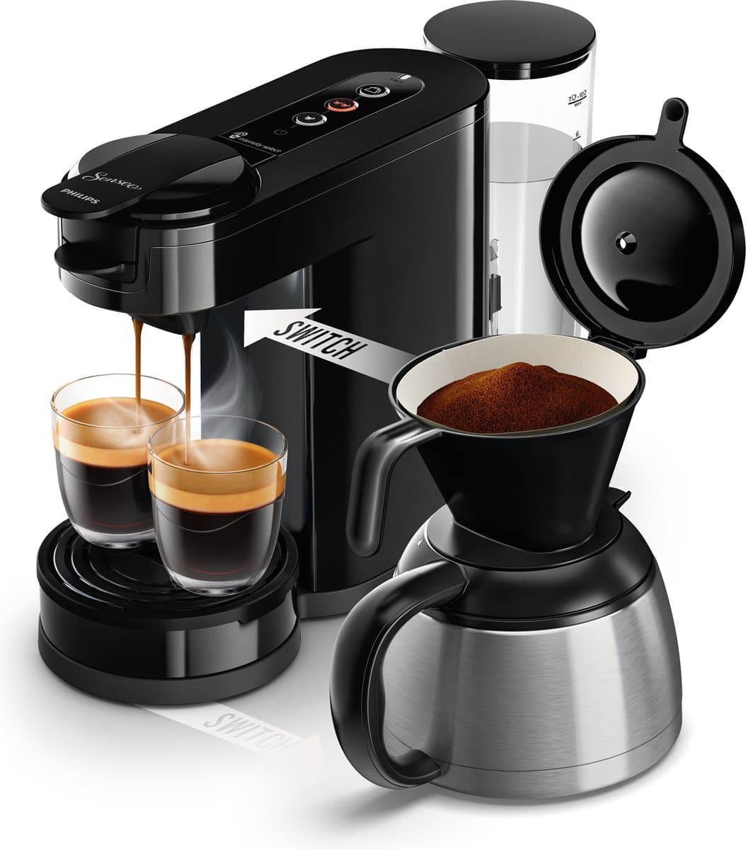 Philips Senseo Switch HD6596/20 - Koffiepadapparaat & Thermoskan - Zwart/Hout — afbeelding 1