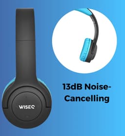 Kinderkoptelefoon Draadloze Koptelefoon Kinderen Geluid Dempend met Bluetooth – 38u batterij & Microfoon – Kinder Koptelefoon - WiseQ HERO -Blauw & Zwart — thumbnail 4