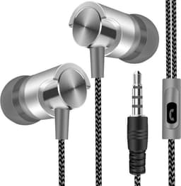 Provium - Oortjes met Draad - 3.5mm Jack AUX aansluiting - In-Ear Oordopjes met draad en microfoon - Headset - grijs — thumbnail 1