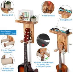 YONO Gitaar Muurbeugel met Plankje - Wandbeugel - Wandsteun Beugel - Muur Houder - Accessoires - Hout — thumbnail 5