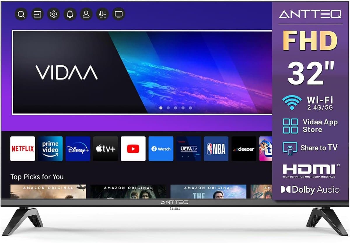 ANTTEQ L32-AVF3.N1 - Full-HD Smart TV – 32 Inch (81 cm) – VIDAA - Triple Tuner — afbeelding 1