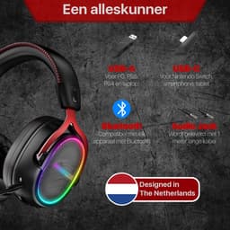 Draadloze Game Headset - 7.1 Surround Sound - Draadloos 2.4GHz, USB C en Bluetooth Gaming Headsets - 100u Batterij - Noise Cancelling Microfoon - RGB Verlichting - Geschikt voor PC PlayStation PS5 PS4 Nintendo Switch Headset Koptelefoon Accessoires — thumbnail 3