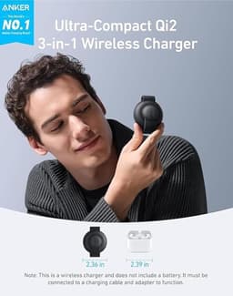 ANKER MagGo, Opvouwbare 3-in-1, 15W, Zwart Draadloze oplader — thumbnail 3