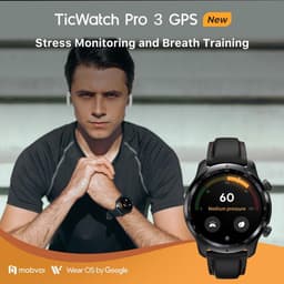 Mobvoi Ticwatch Pro 3 GPS smartwatch Black Shadow AMOLED dubbel layer technologie 48mm wear OS 1.4in  Zwart — thumbnail 4