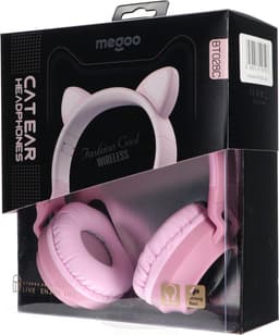 Kinder hoofdtelefoon - Draadloze koptelefoon Bluetooth met led kattenoortjes roze - DOBI MAX — thumbnail 5