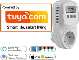 Smart WiFi stekker / stopcontact Thermostaat met randaarde, pompschakelaar, programmeerbaar, tuya compatible (Google Assistant / Amazon Alexa), Optima W TC500 — thumbnail 3