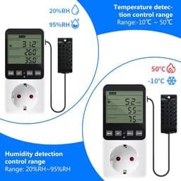 Digitale Vocht- en Temperatuurregelaar met Timer voor Verwarming en Koeling - IP67 Stopcontact Hygrostaat — thumbnail 3