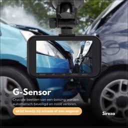 Sireza® D2 - Dashcam - Dashcam Voor Auto - Dual Dashcam - Ultra 4K & UHD - 3 inch met App - GPS live locatie + snelheid - 128GB SD Kaart - Loop Opname - G Sensor - mini koevoet - haakske usb-c oplaadkabel - NL/FR/ENG Handleiding + NL Systeem — thumbnail 5