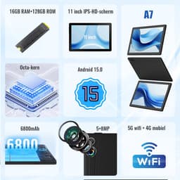 Hotlight A7 - Android 15 Tablet - 11 inch - 16(4+12)GB RAM/128GB ROM– 6800mAh - Zwart — thumbnail 5