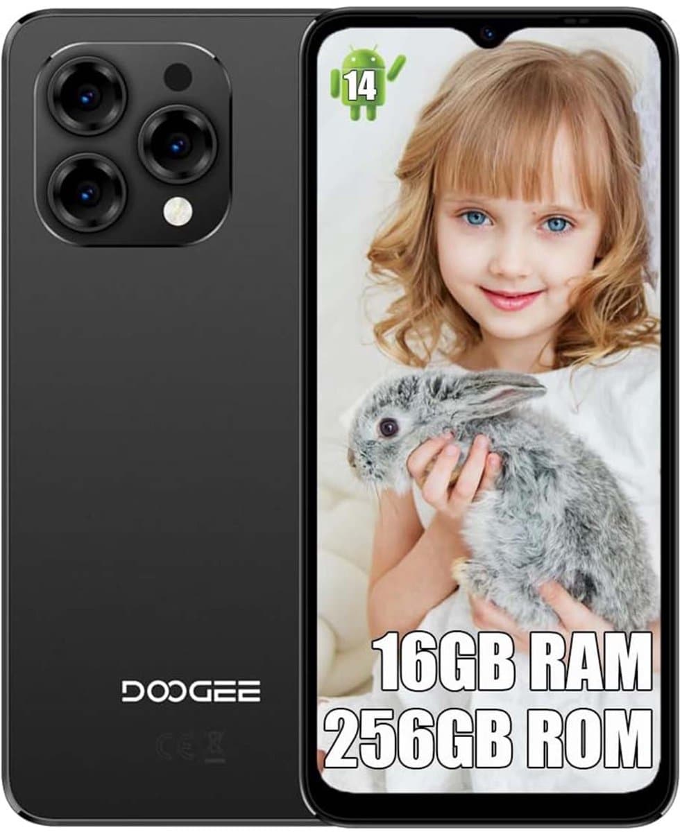 DOOGEE N55 Pro Smartphone - 16 GB RAM + 256 GB ROM - 6,56 inch 90Hz - 4G Dual SIM - 5150mAh - GPS - Widevine L1 - Zwart — afbeelding 1