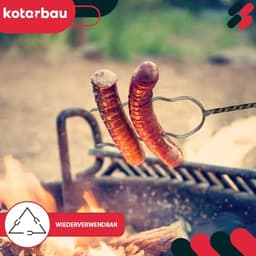 KOTARBAU® 5 Stuks Grillspiesen, Staal, 100 cm, Spiesen met Houten Handvat, Lange Spiesen, Kampvuur Vork, Stevige Grillspiesen — thumbnail 3