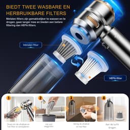 CLVP® Kruimeldief Draadloos - Auto Stofzuiger - Handstofzuiger - Zilver — thumbnail 3