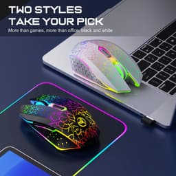Draadloze Witte Muis PRO GM1 met LED - Geruisloze werking - Oplaadbaar - Draagbaar - Draadloos 2.4G - Inclusief USB-ontvanger — thumbnail 4