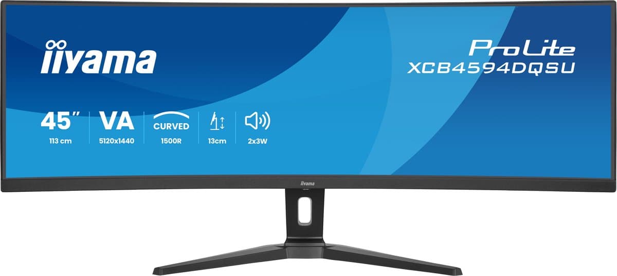 iiyama ProLite XCB4594DQSU-B1 - 45 inch - DQHD - VA - USB-Hub (4x) - verstelbaar - Curved - HDR, KVM — afbeelding 1