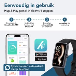 KIMO DIRECT Vela Activity Tracker - Stappenteller - Hartslagmeter - Sporthorloge - Smartwatch - Stappenteller Horloge - Zwart — thumbnail 4