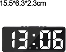 longziming -Digitale Wekker voor Slaapkamer – LED Klok met Temperatuur – Instelbare Helderheid – Zwart/Wit — thumbnail 2