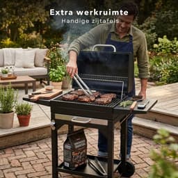 Cheqo® Houtskool Bbq - Barbecue Op Wielen - Houtskool Bbq Met Deksel - Bbq Trolley - Zwarte Houtskool Bbq - Houtskool Grill - Buiten Barbecue — thumbnail 3