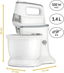 Nexvo® Mixer met Mengkom - Keukenmachine - Mixer - 6 Liter Mengkom - Wit/Grijs - ‎31cm x 21cm x 36cm — thumbnail 5