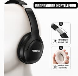 Koptelefoon - Bluetooth - Draadloos & Bedraad - ANC - HiFi Geluid - Zwart - Langdurige Batterij - Geschikt voor Consoles, Smartphones, Tablets & Computers — thumbnail 2