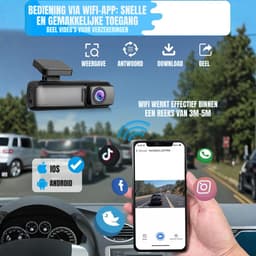 Nexvo® Dashcam voor Auto Voor en Achter - Dashcam - Zwart/Grijs- ‎13cm x 6cm x 13cm — thumbnail 4