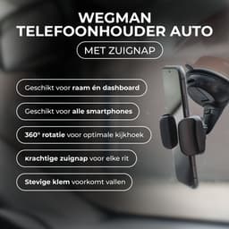 Wegman Bluetooth FM Transmitter + Telefoonhouder Auto met Zuignap voor Dashboard en Raam - Handsfree Bellen Auto Carkit - 30W USB-C Autolader - Auto Accessories - Compleet Pakket — thumbnail 2