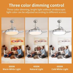 Stijlvolle Plafondventilator met 3 Kleuren LED Verlichting en Afstandsbediening – Stil & Energiezuinig — thumbnail 4