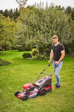 Benzine grasmaaier - Krachtige maaier - Gazon onderhoud - 4INONE functie - 46 cm maaibreedte - rood — thumbnail 3