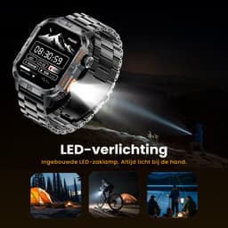 Maoo FORGE GPS Square - GPS Smartwatch Heren - Sporthorloge - 3 Bandjes - Stappenteller - Hartslagmeter - Slaapmonitor - Belfunctie - LED Zaklamp - Multisport - Geschikt voor Android en iOS - Gun Metal Orange — thumbnail 4