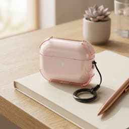 Roze transparant hoesje voor oordopjes met sleutelring – schokbestendige beschermhoes geschikt voor AirPods Pro 3 — thumbnail 2