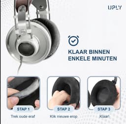 Set Oorkussens voor AKG Koptelefoon - K701 Oorkussen - K701/K702/Q701/Q702/K601/K612 Pro/K712 Pro - Fleece met Schuimvulling - Zwart — thumbnail 4