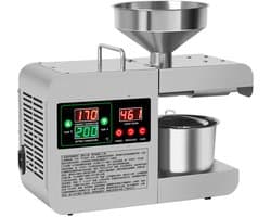 Elektrische oliepersmachine met groot digitaal kleurendisplay voor thuis, keuken en andere toepassingen. Intelligente, roestvrijstalen elektrische oliepersmachine.