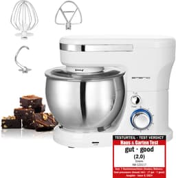 Emerio Keukenmachine 5 Liter - 1000W Keukenrobot - Foodprocessor - Keukenmixer met RVS Mengkom - 6 Snelheden - Inclusief Klopper, Deeghaak en Garde - KM-123117 Wit — thumbnail 1