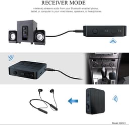 Bluetooth Transmitter & Receiver 2 in 1 - BT 5.0 - 3.5MM AUX / RCA - Bluetooth Zender - Bluetooth 5.0 Receiver - Bluetooth Ontvanger - Bluetooth Transmitter - Bluetooth Receiver - Transmitter - Receiver - Draadloze Ontvanger - Voor auto-tv-pc — thumbnail 3