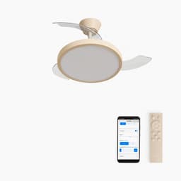 CREATE - Plafondventilator 40W stil met intrekbare bladen met licht - Ø91cm - Zand - WIFI + afstandsbediening - WIND CLEAR STUDIO — thumbnail 1