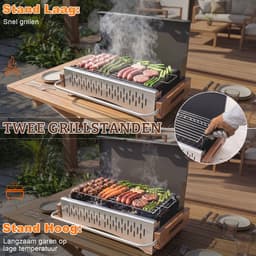 Homavo opvouwbare houtskoolgrill, 38.15*20.95cm, compacte houtskoolbarbecue voor buiten, met gereedschapsset, geschikt voor kamperen, picknicken, tuin, voor 1-4 personen — thumbnail 3
